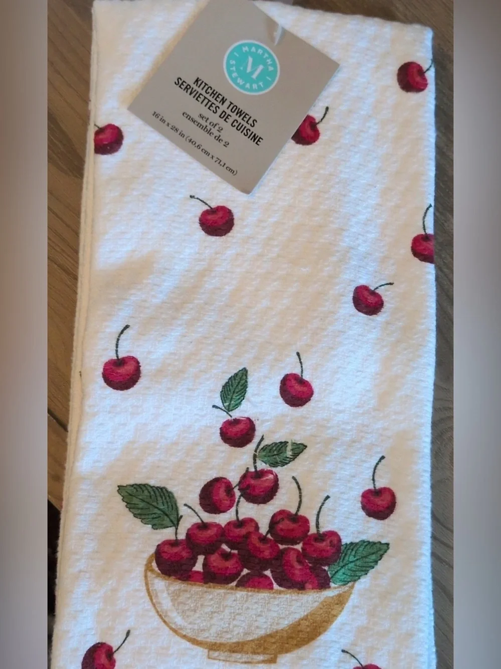 Martha Stewart White Kitchen Towel with Cherry Print